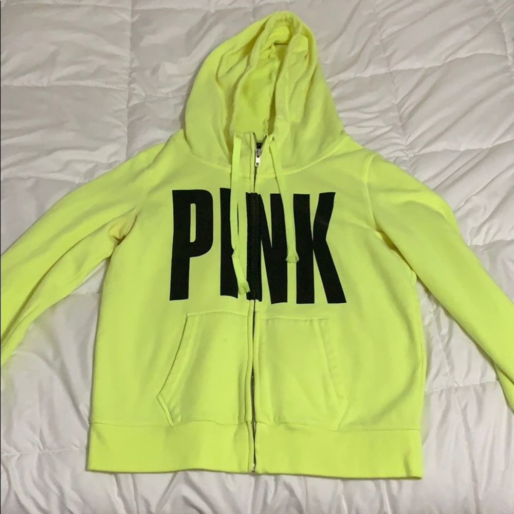 Neon yellow zip up sweater
